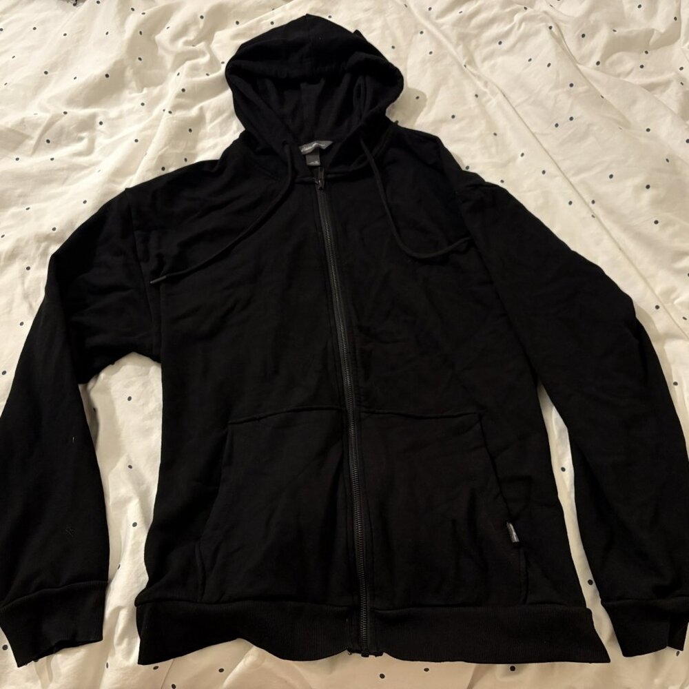 Eddie Bauer Men's Black Hooded Zip-Up Sweatshirt - XL